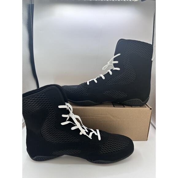 Venum Contender Men\'s High-Top Boxing Shoes Size 13.5 Black White VENUM04958-108 main image 5